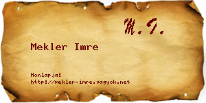 Mekler Imre névjegykártya